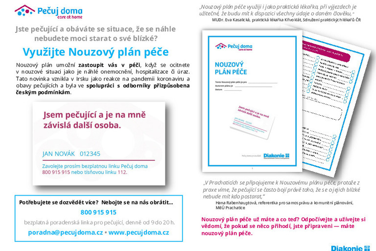 Nouzový plán péče - systém předání péče na náhradníka v krizové situaci 